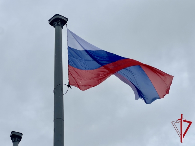 Росгвардейцы чтят российский триколор в памятный день