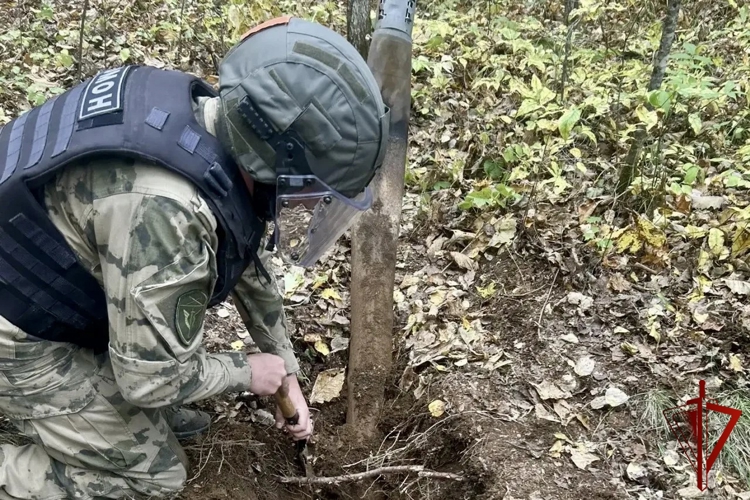 Взрывотехники ОМОН "Мизрэх" Росгвардии обследовали обнаруженный артиллерийский боеприпас в ЕАО